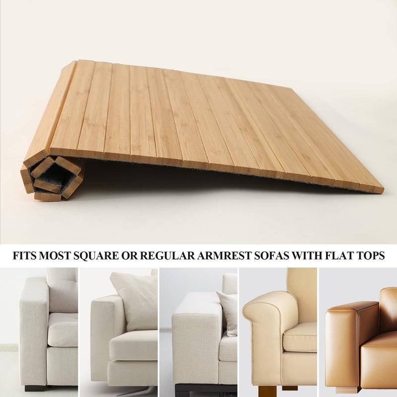 GEHE Sofa Arm Tray Table - Flexible/Foldable Couch Arm Table Perfect for Drink & Snacks Great Armrest Tray (16.5" L x 13.25" W x 0.35" H, Natural Bamboo) - Image 5